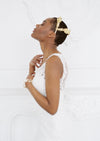 golden brass double headband leaf crown handmade in toronto for weddings