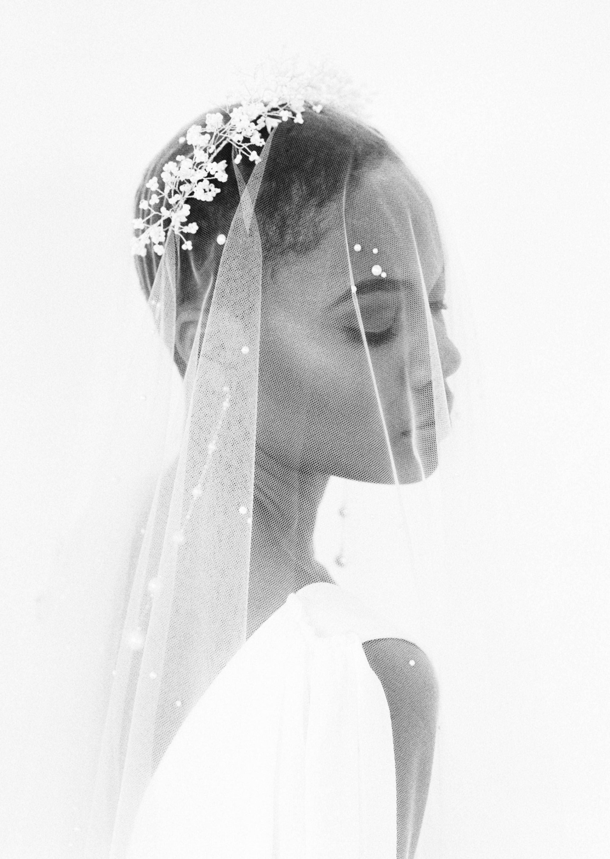 white Babies Breath Bridal Crown - Handmade in Toronto Canada - Blair Nadeau Bridal Adornments