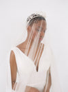 silver bridal crown with flowers and leaves, handmade in toronto ontario canada by Blair Nadeau Bridal Adornments