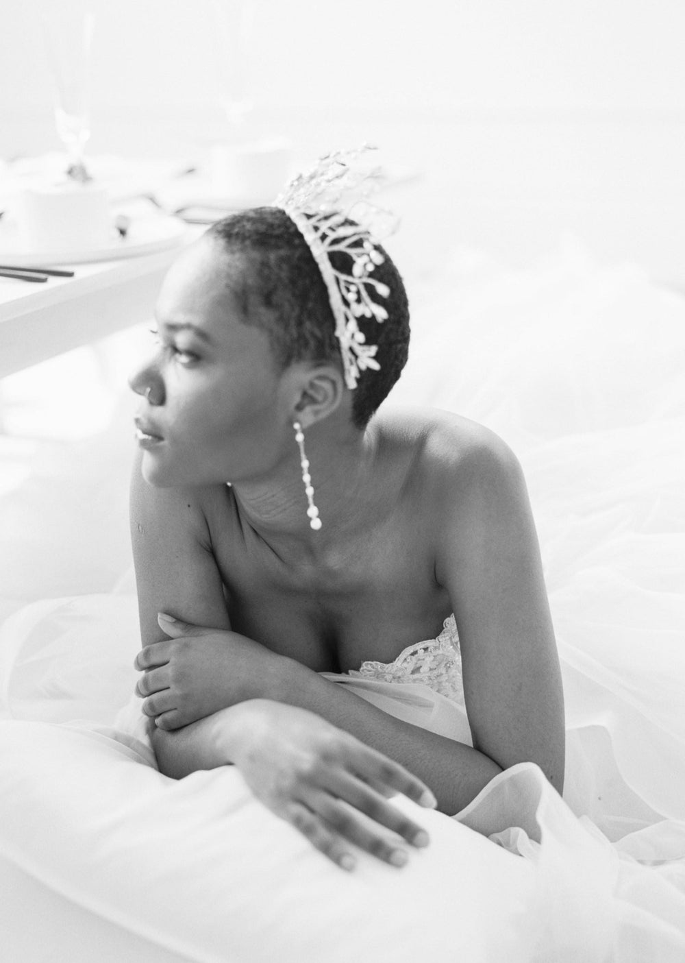 extra long gold pearl bridal earrings