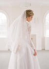 short sheer tulle two tier veil for lace wedding dress