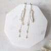 silver freshwater pearl dangle bridal earrings for weddings