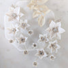 silver ivory lily flower wedding earrings for canadian brides