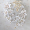 white clay flower earrings with pearls 
