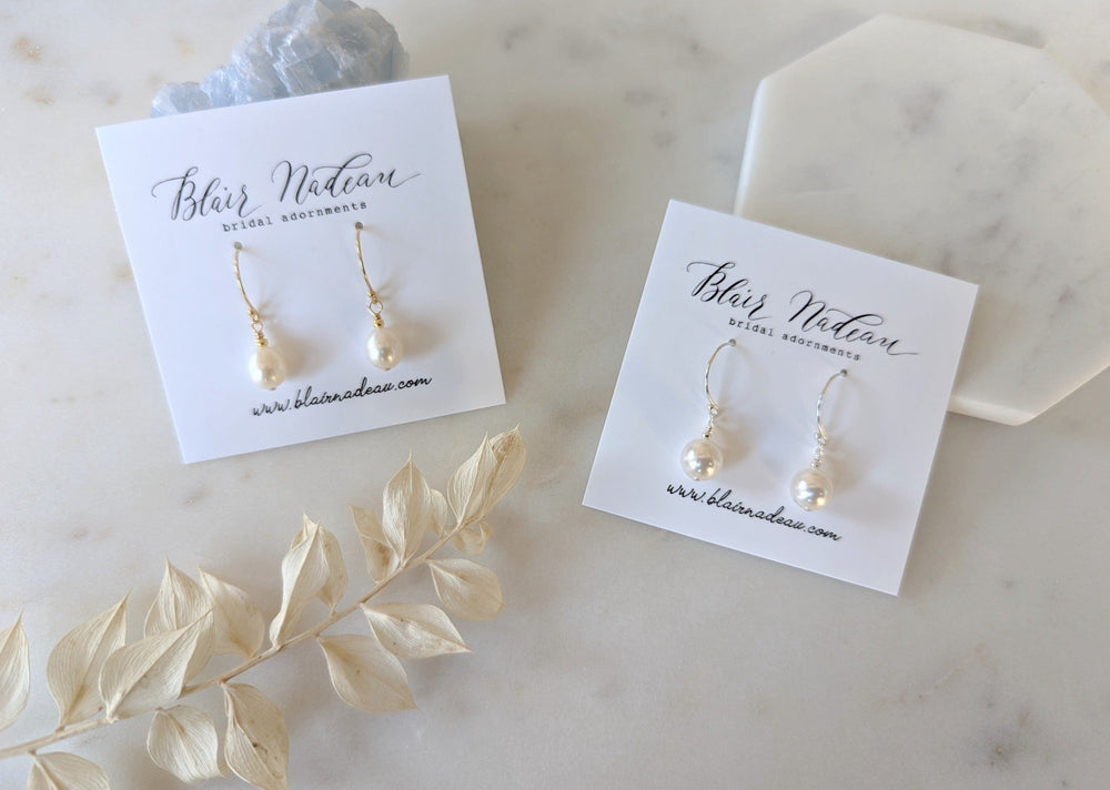 LOREN Simple Pearl Drop Earrings