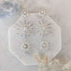 large silver starburst bridal earrings with pearls