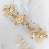 golden brass bridal  hair vine with flowers, pearls and crystals. handmade in canada by blair nadeau 