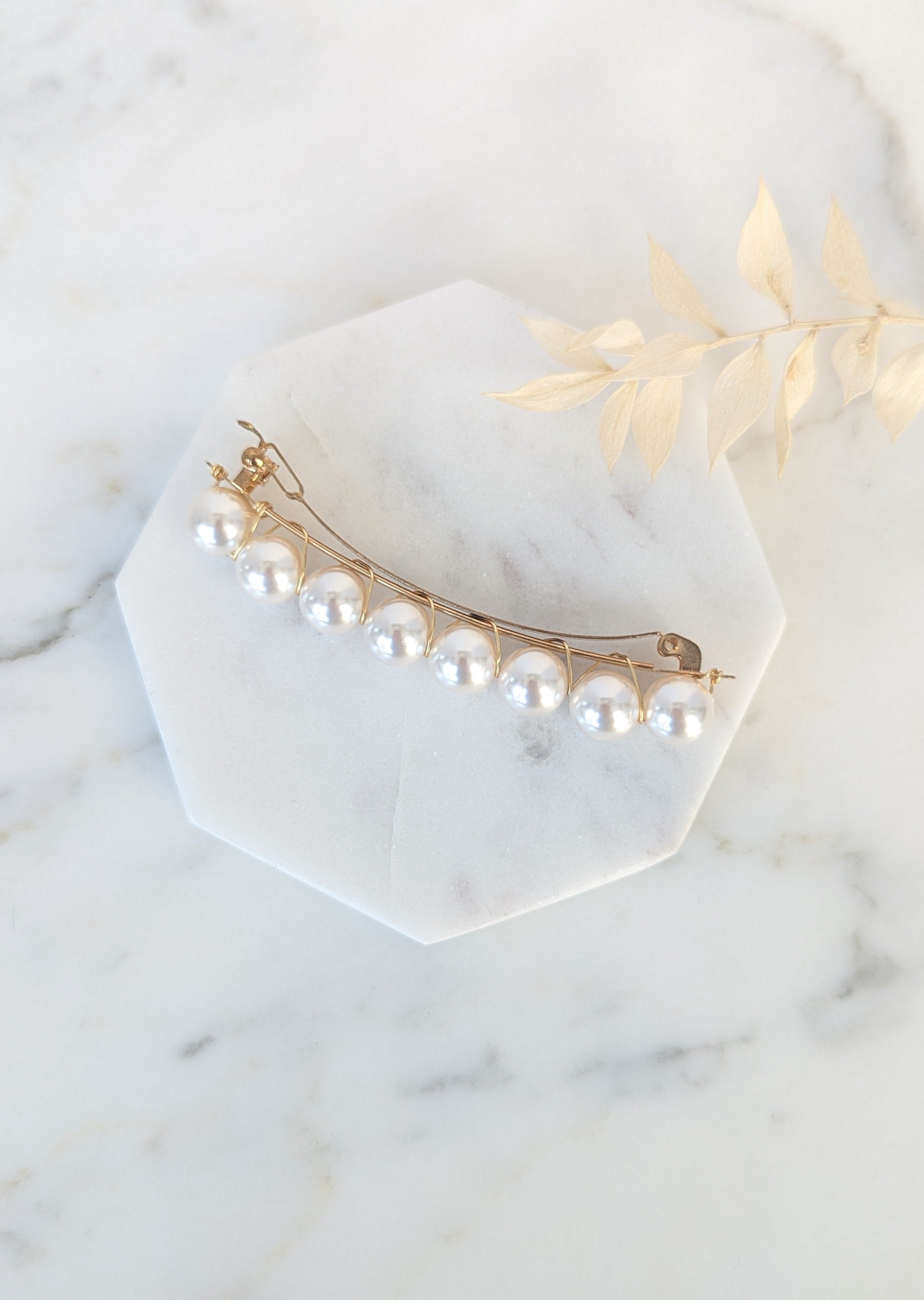 large pearl french clip for brides