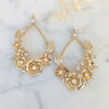 large gold flower teardrop earrings for the glamourous bride