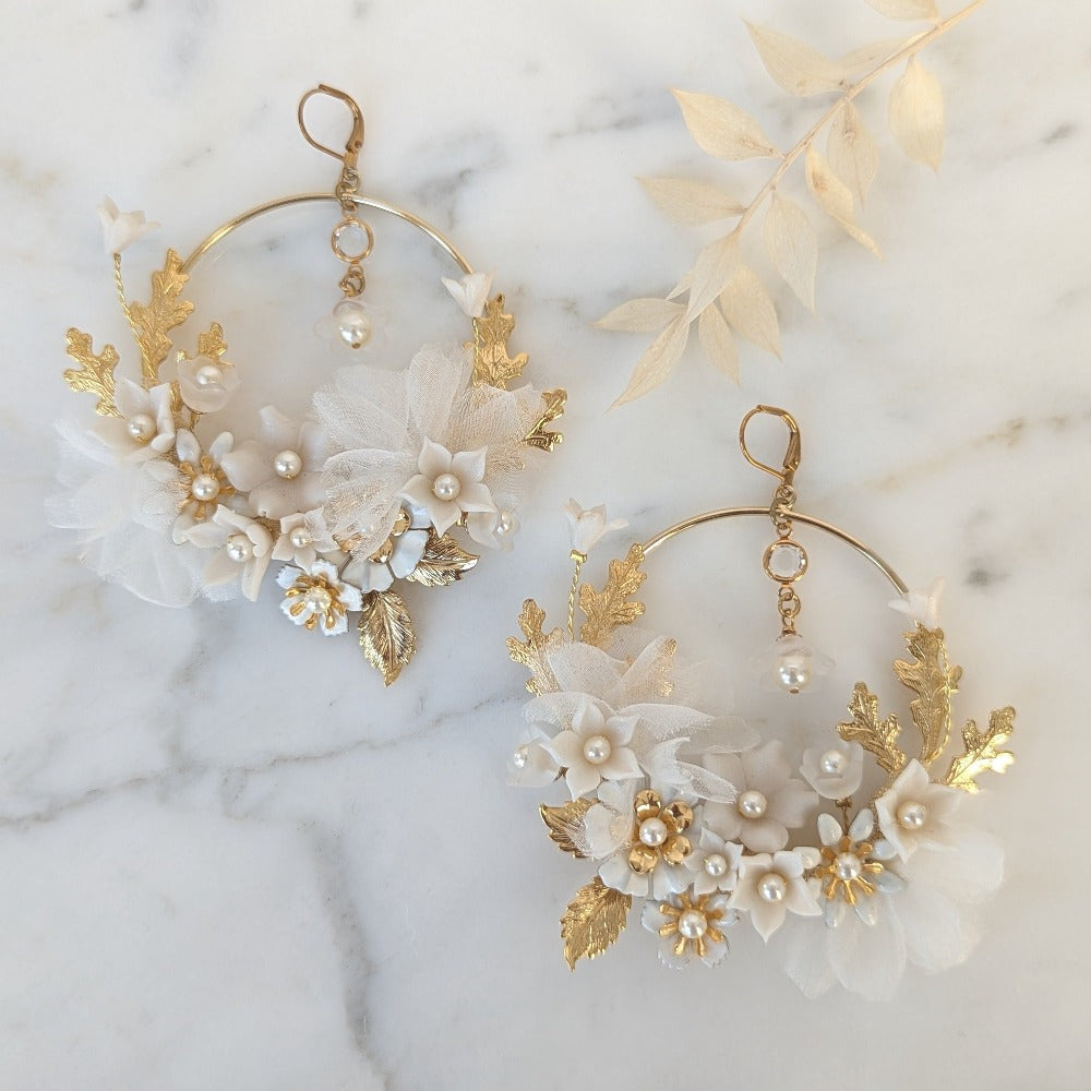 Buy Floral Hoop Earrings Floral Statement Earrings Floral Bridal Online in  India - Etsy