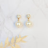 large gold and white pearl bridal earrings for modern brides 