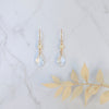 gold crystal teardrop bridal earrings with ivory pearls for wedding dress