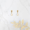 small gold teardrop stud bridal earrings with freshwater pearls