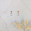 tiny rose gold crystal teardrop earrings for brides wedding jewellery