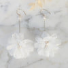 long silk flower earrings with pearls for weddings