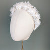ivory padded headband with lace and handpressed silk flowers