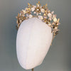golden brass rose tiered bridal crown for weddings