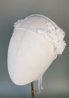 birdcage veil headband with lace and crystals