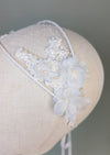 bridcage veil hairpiece with ribbon tie