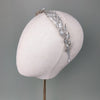 silver wedding headband with crystal encrusted leaves