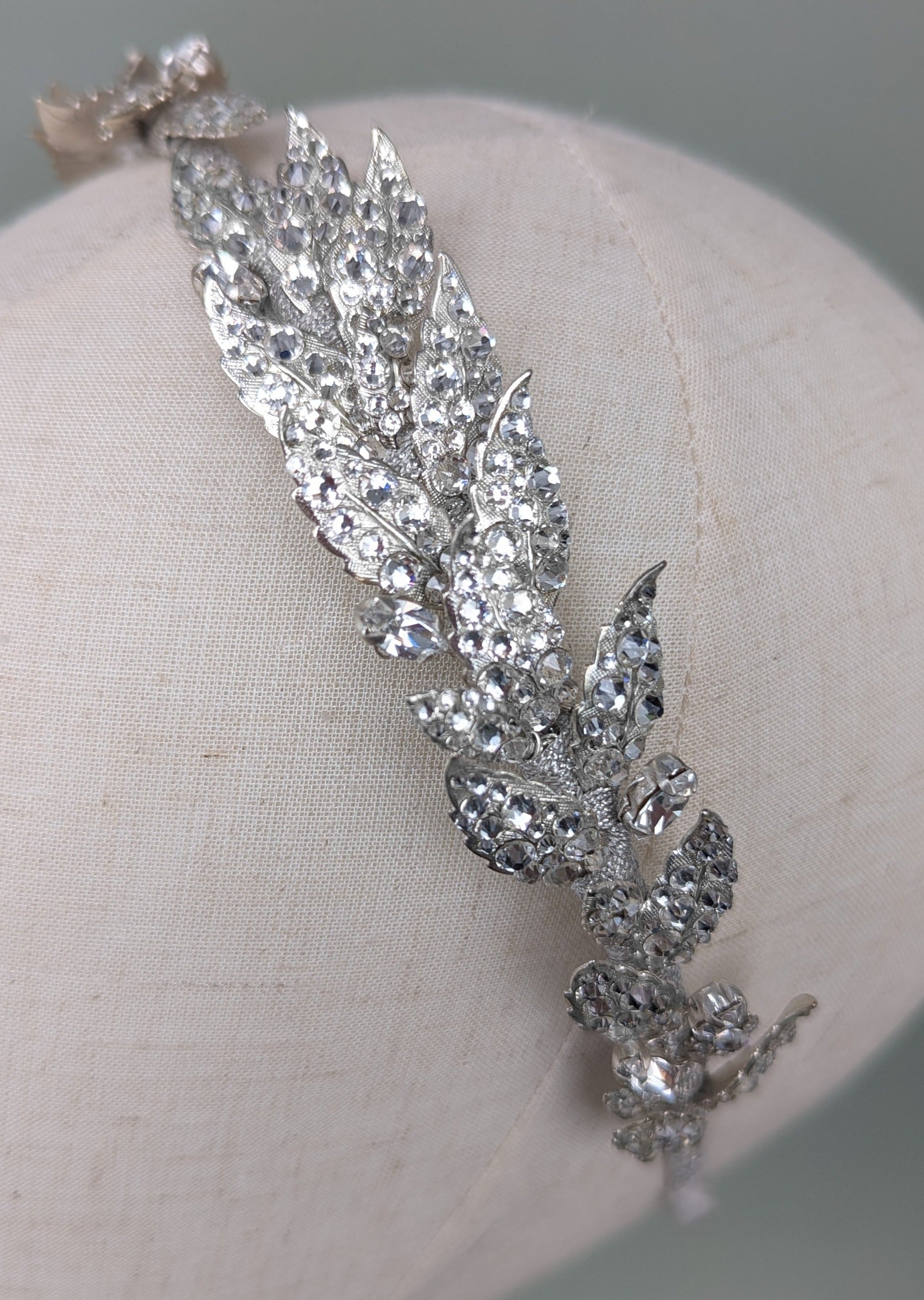 ALEXANDRIA Crystal Leaf Wedding Headband - Rental