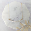 gold filled necklace with beaded bar of tiny freshwater pearls