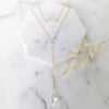 delicate bridal y necklace with double layer neckline. Choker length has a beaded bar of tiny clear crystals, Y drop has a clear crystal connector and a pretty 12mm clear crystal teardrop. Available in sterling silver, gold filled and rose gold.