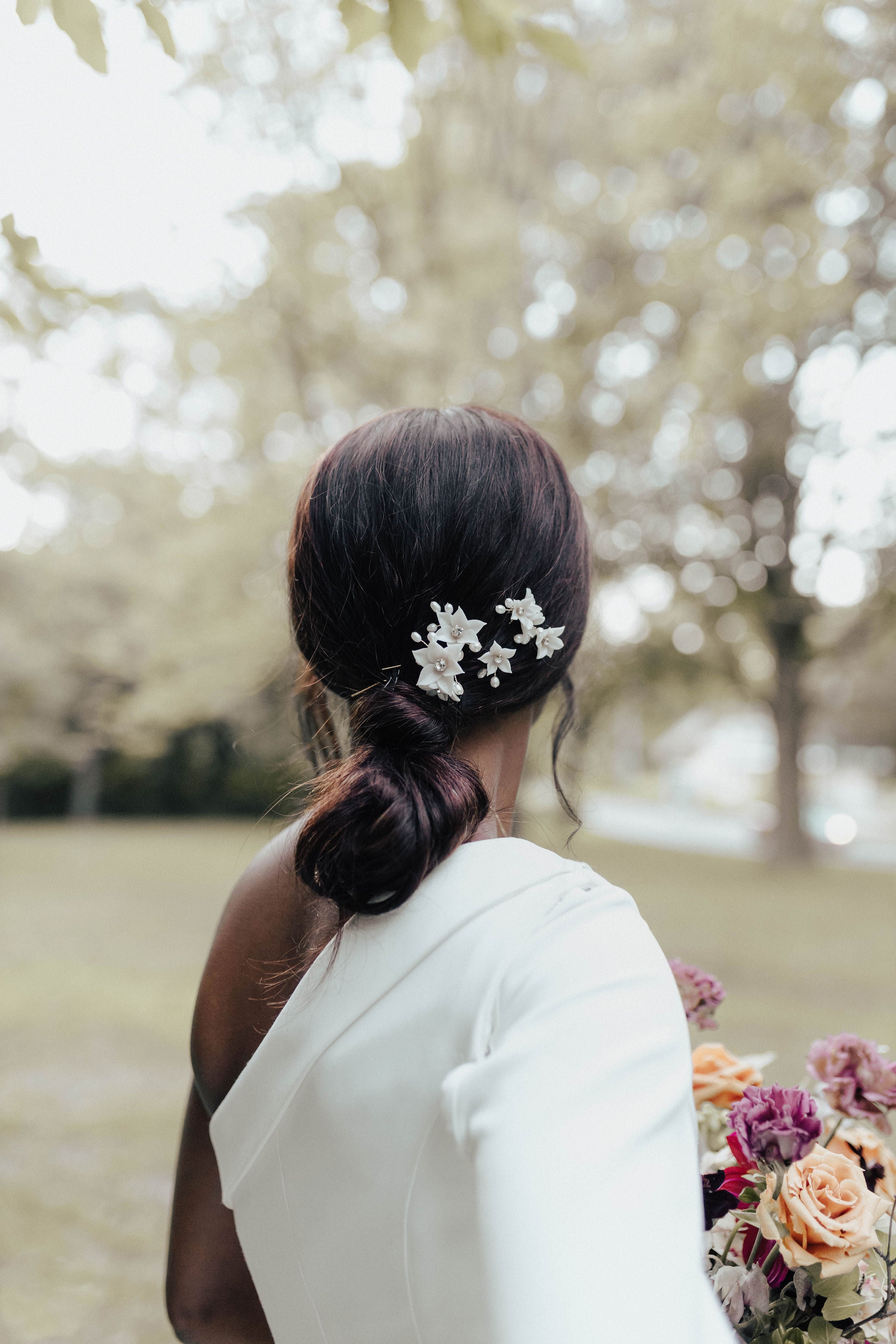 SUZETTE Clay Flower Bridal Hair Pins