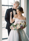 Large Oversized Gold Flower Petal Statement Pearl Bridal Stud Earrings - Made in Toronto Canada - Blair Nadeau Bridal 