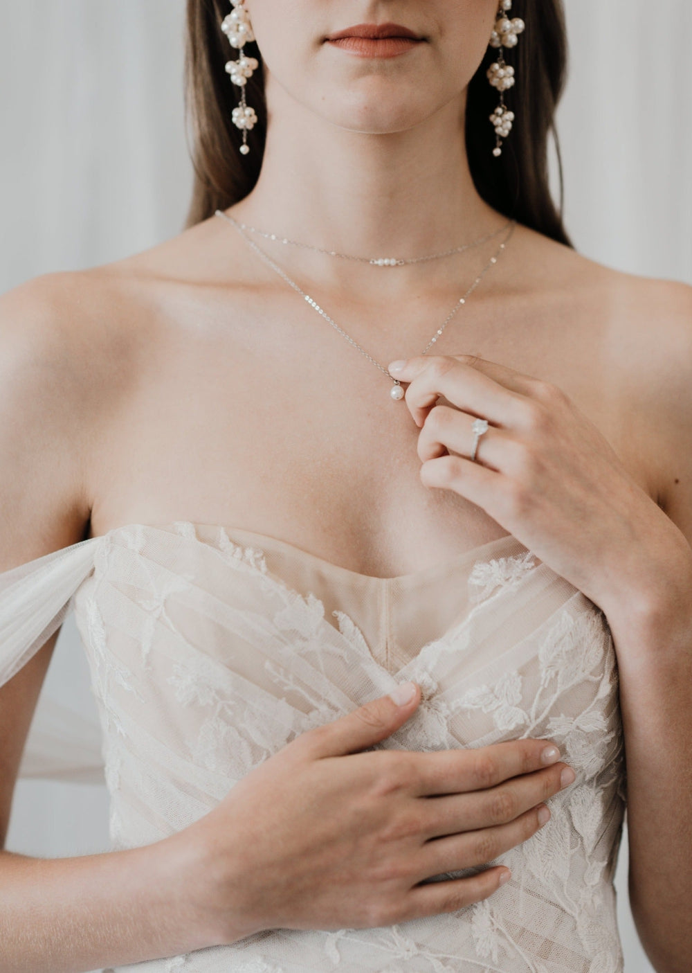 Long Pearl Cluster Bridal Drop Earrings - Handmade in toronto ontario canada - blair nadeau bridal - Hannah Belvedere Photography