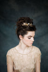 golden brass bridal  hair vine with flowers, pearls and crystals. handmade in canada by blair nadeau 