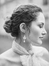 IVA Rhinestone Leaf Pearl Drop Earrings