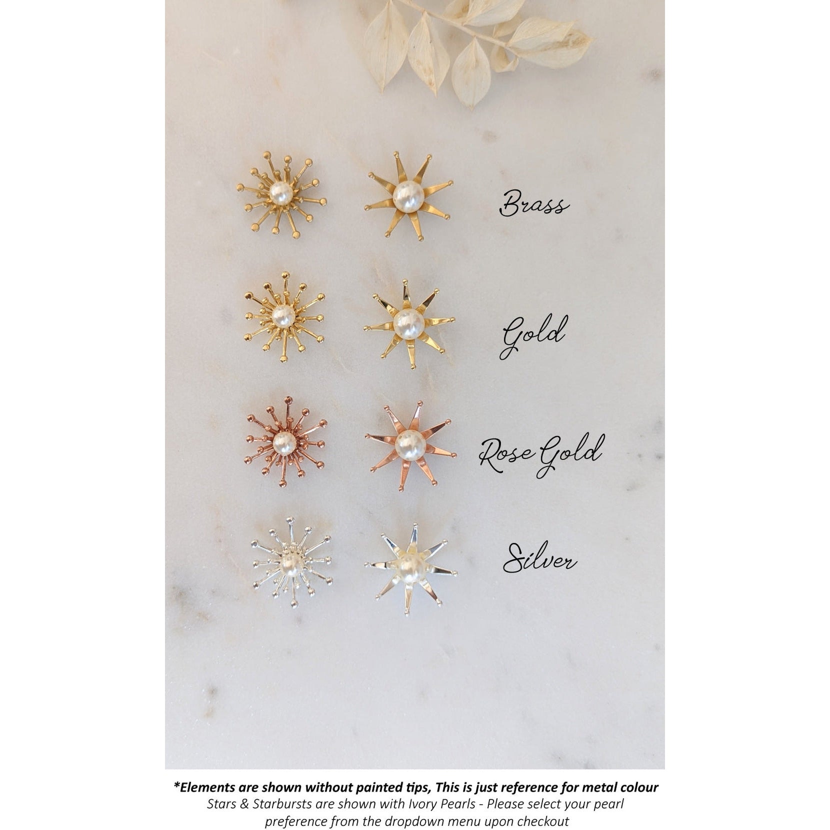 colour card for adeline starburst bridal crown