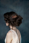 antique rose gold bridal hair comb with leaves and roses. handmade in toronto canada by blair nadeau bridal