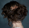 antique rose gold bridal hair comb with leaves and roses. handmade in toronto canada by blair nadeau bridal