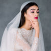 soft english net juliet veil with pearls for canadian weddings