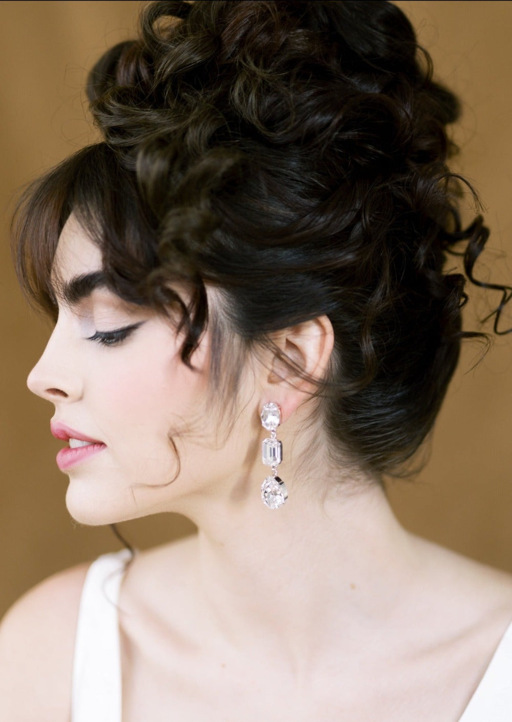 oversized oval stud earrings with dangling crystals for brides in canada