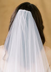 gathered comb wedding drop veil for bride