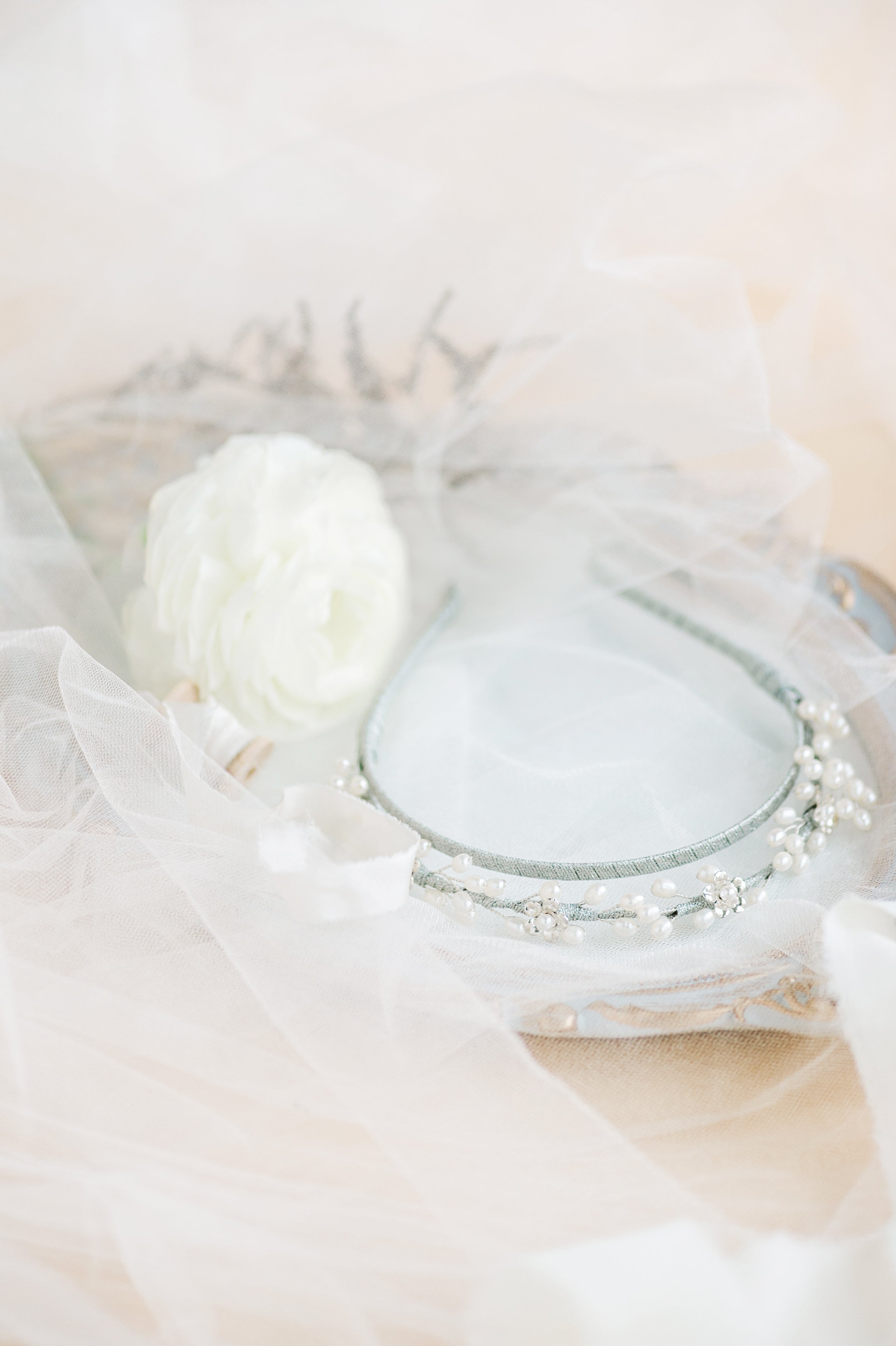 LISETTE Ivory Pearl Vine Floral Bridal Tiara