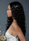 gold and pearl wedding hair pins for brides. handmade in toronto canada by blair nadeau