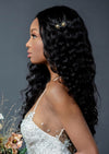 celestial hair pins for bridal updo with stars & and crystals and available in silver, gold, rose gold with white, ivory, blush, iridescent pearls and clear, white opal or aurora borealis crystals