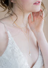 rose gold freshwater pearl drop bridal necklace for low neck wedding dresses made in toronto for brides