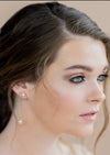 silver modern minimalist hoop earrings with ivory pearl drop - blair nadeau bridal adornments, w hitney heard photography 