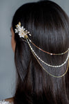 Vintage Freshwater Pearl Boho Bridal Hair Chain - Handmade in Toronto Ontario Canada - available in brass, silver, gold and rose gold- Blair Nadeau Bridal - 