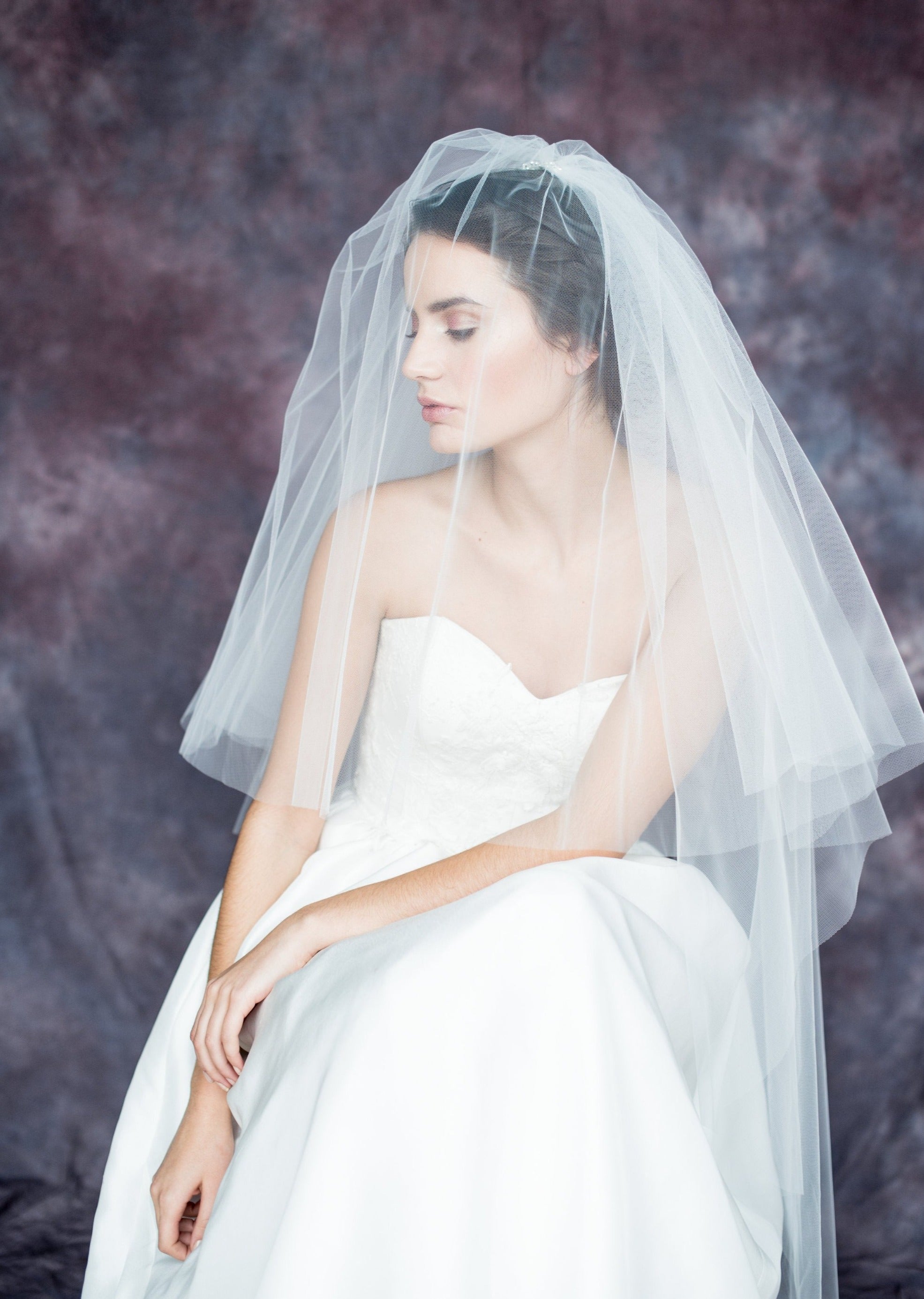 double layer wedding veil with blusher for brides