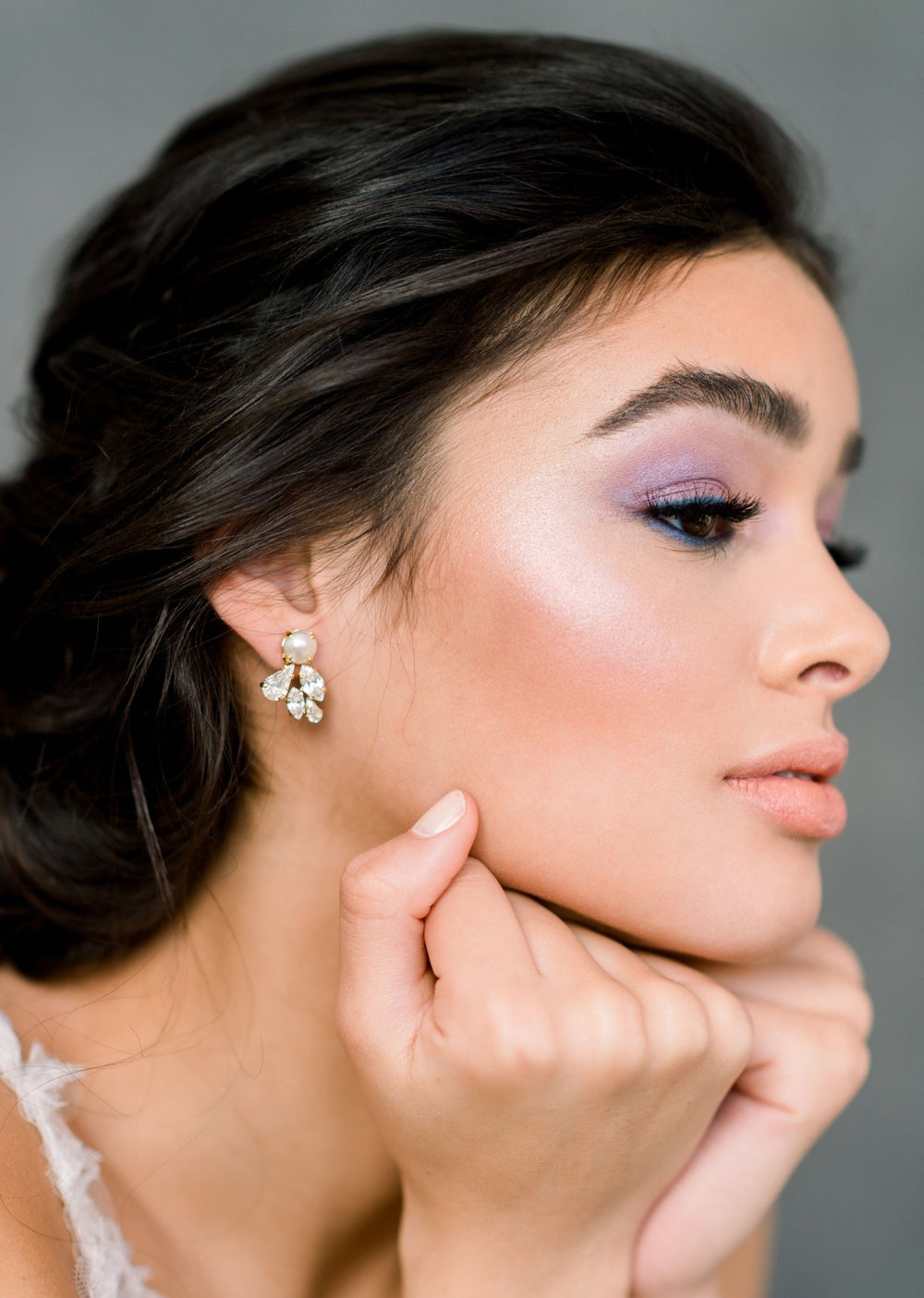 rose gold bridal earrings with crystals and pearls for weddings in canada