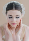 ivory vintage birdcage cage bandeau style veil with pearl headband - made in toronto ontario canada - blair nadeau bridal adornments - whitney heard photography