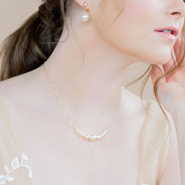 classic gold swarovski ivory pearl bridal necklace - made in toronto ontario canada - blair nadeau bridal adornments - whitney heard photography