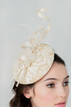 bridal shower fascinator in gold and ivory for english weddings