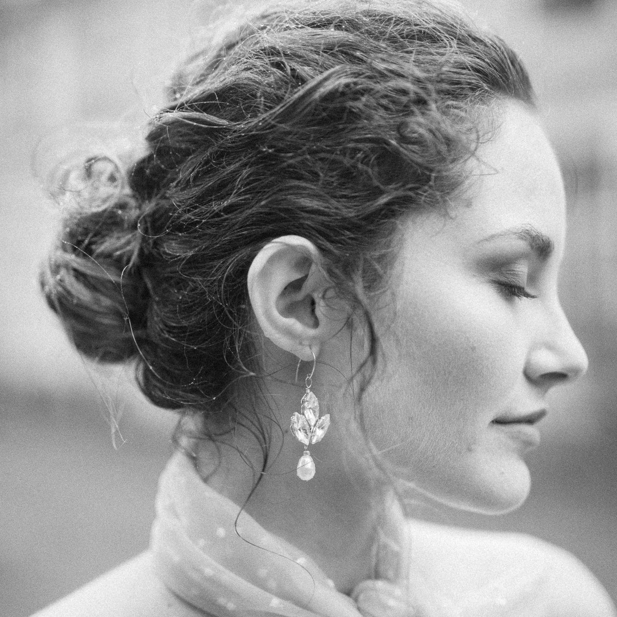 IVA Crystal and Pearl Dangle Earrings